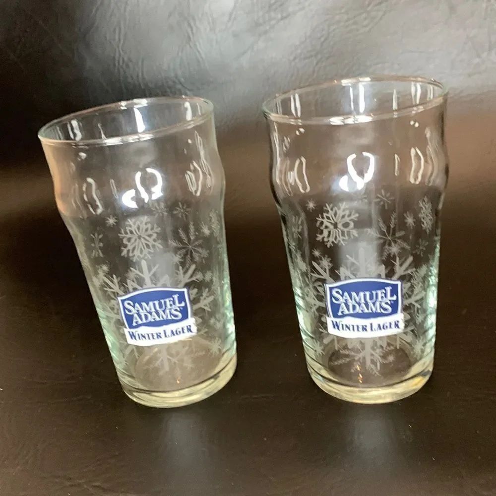 Samuel Adams Winter Lager Pilsner Blue White Etched Snowflakes 16 Oz 2 I…